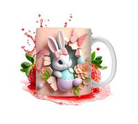 Easter Coffee Mug - Ceramic Cute Drinkware | Leakproof Bunny Water Cup | 350ml Desk Decor For Home Bedroom Living Room Kitchen Dining Table Office Apartment School Holiday Party Dorm