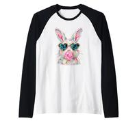 Easter Cute Modern Abstract Bunny Paint Design Camiseta Manga Raglan