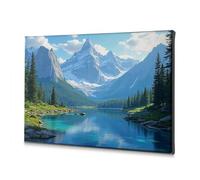 Easter Decor Mountain Lake Reflections: Serenity And Beauty Lienzo decorativo cuadro decorativo platos decorativos decoración primavera (30 x 40 cm)