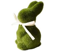 Easter Decorations Bunny Decor - Moss Covered Rabbit Figurine, Flocked Animal Figure, Cute Spring Ornament, Adorable Table Shelf Mantel Accessory | Charming Easter Home Decoration for Kids Adults Fami