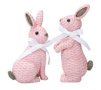 Easter Decorations Rabbit Figurines Set of 2, Resin Wicker Bunny Decor Vine Weaving Effect Easter Bunny Decor Figurine Statue Decorative Ornament for Home Courtyard Lawn Tabletop