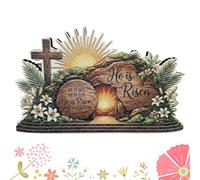 Easter Decorations - Religious Keepsake, 1 Wooden Table Centerpiece For Faith-Inspired Displays, Standing Art Piece For Seasonal Decor, Sacred Ornament For Church, Living Room, Shelf And Cabinet