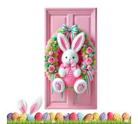 Easter Door Cover Banner - Reusable Bunny Decoration Sign, Holiday Wall Poster | Large Festive Entrance Decoration Display Backdrop Kit with Yard Outside Party Garage Classroom Home Office Porch Wall
