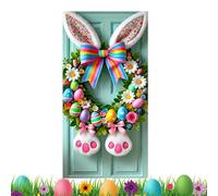 Easter Door Cover Banner - Reusable Bunny Decoration Sign, Holiday Wall Poster | Large Festive Entrance Decoration Display Backdrop Kit With Yard Outside Party Garage Classroom Home Office Porch Wall