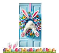 Easter Door Cover - Large 90x180cm Decorative Sign, Lightweight Fabric, Foldable Reusable Design, Bright Colorful Bunny Print | Banner, Yard, Porch, Wall Decoration, Classroom, Home Office