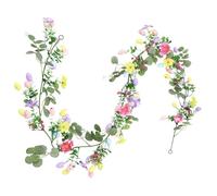 Easter Door Garland - 5.74ft Colorful Floral Decoration | Spring Artificial | For Front Door Porch Balcony Terrace Fence Home Decor School Fireplace Window