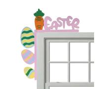 Easter Door Toppers, Holiday Wood Ornament, Multicolor Zanahoria y Huevo Doorframe Decoration, 6,3 x 7,48 pulgadas Easter Decorations for Home and Celebrating Spring Decor