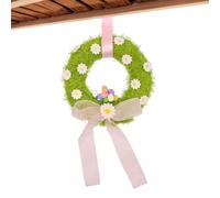 Easter Door Wreath - Bunny Eggs Front Entrance Decor, Seasonal Spring Holiday Garland with Oversized Burlap Bow, Floral Welcome Sign, Hanging Ornament, Balcony Display for Whimsical Curb Appeal