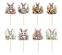 Easter Easter Bunny Cupcake Toppers | Cute Colorful 8 Styles Food Rabbit Pi