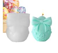 Easter Egg Candle Mold, Silicone Bow Egg Mould, 3D Crafting Candle Mold, Reusable Silicone Molds, Handmade Candles Craft Molds for Home Farmhouse Holiday Party Gypsum Wax Soap