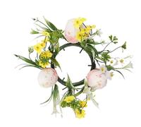 Easter Egg Candle Rings, Small Spring Wreaths, Artificial Floral Holder (20 cm y 25 cm), Decorative ABS Foam for Pillars & Easter Holiday Table Decoration, 25 cm/9,84 Inc