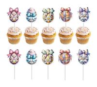 Easter Egg Cupcake Toppers, 10-Style Egg Shaped Picks, Cute Colorful Food Decorations, Easter Party Cake Decor, Birthday Sweet, Baby Shower Supplies and More