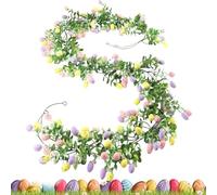 Easter Egg Garland, Easter Wreath Decorations - Artificial Spring Easters Egg Garland, Holiday Spring Decorations Wreath for Home, Front Door,Fireplace, Dinning Table, Wall (A- 210cm)