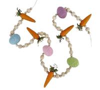 Easter Egg Garland, Egg Carrot Rustic Home, 6 Feet Cute Easter Garland with Hanging Feature, Cotton String Rustic Beads, Holiday Party Decoration with Farmhouse Style, Spring Garden Indoor Room