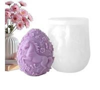 Easter Egg Mold - 3D Horse Floral Embossed Egg Mould, Flexible Silicone Candle Molds with Detailed Design, DIY Chocolate Fondant Baking Soap Resin Crafts for Holiday Decorations