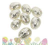 Easter Egg Ornaments - 8-Piece Spring Egg Decoration, Spring Basket Ornaments with Intricate Floral Patterns, Matte Pastel Finish, Ribbon Hanging Loops, Shatterproof Lightweight Build for Bookshelves