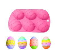 Easter Egg Silicone Mold, 6-Cavity - Molde de huevo de huevo de silicona, 6 cavity sin palillo, Epoxy Resin Casting Mould, 3D Chocolate Egg Molds, Candy Cake DIY Jelly, Baking Gummy Treats, Tool