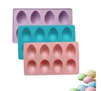 Easter Egg Silicone Mold for Baking, 8 Cavity Easter Chocolate Molds Silicone for Cake, Jello, Ice Cream, Dessert (3Pcs-B)