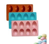 Easter Egg Silicone Mold for Baking, 8 Cavity Easter Chocolate Molds Silicone for Cake, Jello, Ice Cream, Dessert (3Pcs-A)