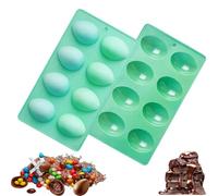 Easter Egg Silicone Mold For Baking, Silicone Egg Shaped Molds for Oven, Non-Stick Egg Shaped Easter Freezer Molds Set for Jello, Ice Cream & Diy Desserts, Soap, Candy Cakes (Green)