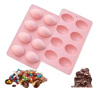 Easter Egg Silicone Mold For Baking, Silicone Egg Shaped Molds for Oven, Non-Stick Egg Shaped Easter Freezer Molds Set for Jello, Ice Cream & Diy Desserts, Soap, Candy Cakes (Pink)