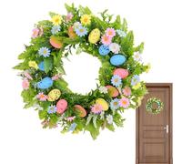 Easter Eggs Door Wreath - Reusable Springtime Ornament, Artificial Flower Easter Wreath Decor | Colorful Realistic Egg Door Ornament for Indoor Outdoor, Mantel, Window, Wall, Fence, Holiday Decoration