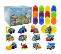 Easter Eggs Prefilled - Easter Egg Hunt Filling Material , Filled Easters Eggs For Kids | Pull Back Construction Vehicle System, Fun Learning Toy For Kids Aged 3 4 5 6 7 8 Years Holiday Party Rewards