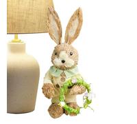 Easter Figurines Decor - Handwoven Straw Bunny Sculpture 13.77 pulgadas | Spring Figurines Decoración- Mesa Centerpiece Entryway Bookshelves Indoor Bedroom Living Room Farmhouse Display Accent
