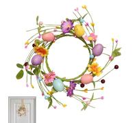 Easter Floral Candle Ring - Bunny Themed Table Accent for Spring Celebration | Faux Silk Flower Mini Wreath with Leaf Arrangement, Decorative Surround Ornament for Pillar Candle 10.63x10.63 in