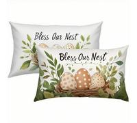 Easter Fundas Cojines 60x80 Terciopelo Juego de 2, Lujosas Funda Cojin Verde Súper Suaves y Cómodas, Funda de Almohada con Cremallera Oculta, Durable y Fácil Cuidado, Adecuado para Sofá, Cama S1-922