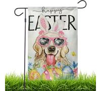 Easter Garden Flag, 11.81x17.72 Inches Spring Yard Banner, Double-Sided Burlap Flag with Cat in Bunny Ears, Outdoor Cartoon Animal Decoration for Garden & Farmhouse