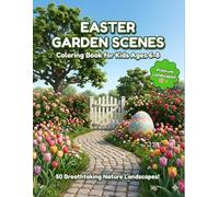 Easter Garden Scenes Coloring Book: 50 Breathtaking Landscape Designs for Kids Ages 6-8 (TinyJoy Advanced Easter Artists)