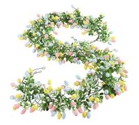 Easter Garland Decor - 2 Pieces Faux Egg Hangable Garland | Rustic Spring Decorations | Indoor Outdoor Wall Fireplace Mantel Stairs Window Party Home Holiday Decor