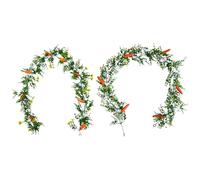 Easter Garland Decor | 6ft Artificial Easter Wreath | Fake Greenery Leaves Vines | Mantle Front Door Home Fireplace Garland Decoration For Spring Table Wall Stairway Arch Fence Farmhouse Carrots