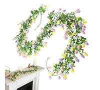 Easter Garland Decorations - 2 Pack Faux Hangable Egg Ornaments for Indoor Home Party Wall Fireplace Stairs Window Seasonal Spring Easter Celebration Family and Friends