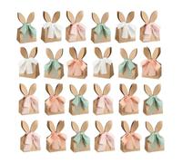 Easter Goodie Bags - 24 Boho Dried Flower Treat Bags, Bohemian Bunny Ear Gift Box with Bows and Dried Flowers, Perfect for Easter, Birthday, Spring, Egg Hunt, Home, School, Garden, Living Room