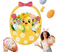 Easter Goodie Bags - 30 Pcs Bunny Sealing Clear Pouches with Handles, Resealable Plastic Easter Candy Bags, Spring Treat Bag for Kids Classroom, Party Favors, Basket Stuffers (J,30PCS)