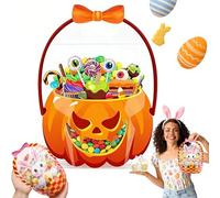 Easter Goodie Bags - 30 Pcs Bunny Sealing Clear Pouches with Handles, Resealable Plastic Easter Candy Bags, Spring Treat Bag for Kids Classroom, Party Favors, Basket Stuffers (F,10PCS)