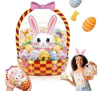 Easter Goodie Bags - 30 Pcs Bunny Sealing Clear Pouches with Handles, Resealable Plastic Easter Candy Bags, Spring Treat Bag for Kids Classroom, Party Favors, Basket Stuffers (A-1,10PCS)