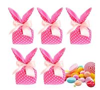 Easter Goodie Bags, Candy Bags Bunny Ears Pouch 20x9cm/7.87x3.54 Inches 5x Reusable Gift Pouches with Bow, Easter Party Favors, Holiday Decorations Supplies Cloth