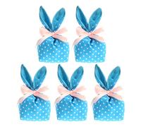 Easter Goodie Bags, Candy Bags Bunny Ears Pouch 20x9cm/7.87x3.54 Inches 5x Reusable Gift Pouches with Bow, Easter Party Favors, Holiday Decorations Supplies Cloth