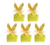 Easter Goodie Bags, Candy Bags Bunny Ears Pouch 20x9cm/7.87x3.54 Inches 5x Reusable Gift Pouches with Bow, Easter Party Favors, Holiday Decorations Supplies Cloth