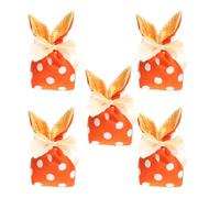 Easter Goodie Bags, Candy Bags Bunny Ears Pouch 20x9cm/7.87x3.54 Inches 5x Reusable Gift Pouches with Bow, Easter Party Favors, Holiday Decorations Supplies Cloth