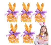 Easter Goodie Bags, Candy Bags Bunny Ears Pouch 20x9cm/7.87x3.54 Inches 5x Reusable Gift Pouches with Bow, Easter Party Favors, Holiday Decorations Supplies Cloth