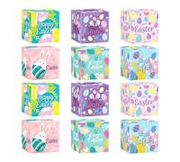 Easter Goodie Boxes, Easter Egg Boxes, Kids Easter Boxes, Set of 12 Cute Cookie Snack Box, Happy Easter Reusable Goodie Box, 2,76 x 2,76 x 2,76 pulgadas for Treats, Egg Hunt Game, and Easter Supplies