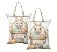 Easter Happy Cute Bunny - Bolsa impermeable de viaje para ropa sucia, bolsa de lavandería húmeda y seca, traje de baño y toallas, bolsa de viaje con asa, 2 unidades