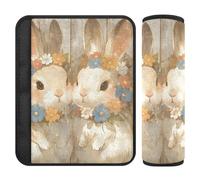 Easter Happy Cute Bunny - Paquete de 2 correas de hombro acolchadas, conducción más cómoda, cojín para cinturón de seguridad para furgoneta