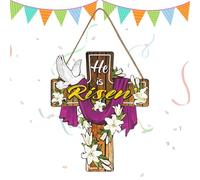 Easter He Is Risen Sign, Wooden Easter Sign, Religious Easter Decor, He Is Risen Decor, Easter Jesus Decoration, Wooden Religious Sign, Easter Door Sign, Seasonal Easter Decor, Floral Easter Decoratio