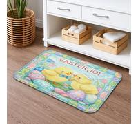 Easter Joy - Tapete de baño de secado rápido, diseño floral de pollitos amarillos, absorbente, antideslizante, lavable con primavera, para baño, inodoro, 20 x 32 pulgadas