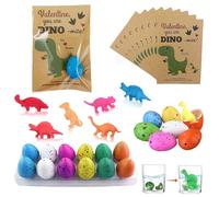 Easter Magic Hatching Growing Dinosaur Eggs, Hatching Dinosaur Eggs Valentines Cards for Kids Classroom Novelty Dino Toys Valentine Exchange Cards Gifts for Boy Girl Class Party Favors (A-12Pcs)